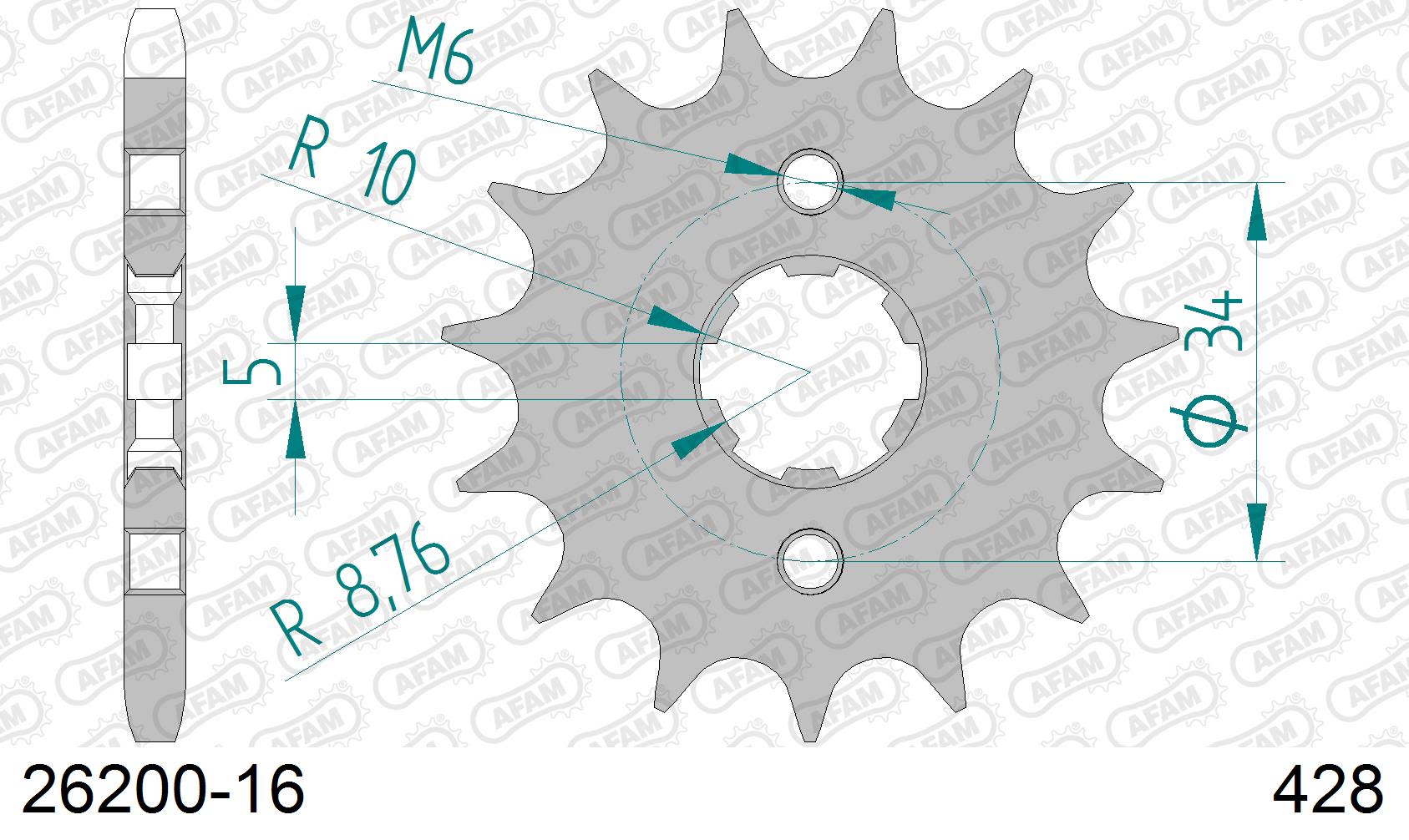 Pignone AFAM 26200-16 passo 428 KYMCO 125 HIPSTER 1999  -2007  