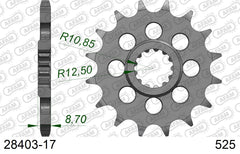 Pignone AFAM 28403-17 passo 525 SUZUKI GSX-R 1000 2001  -2008  