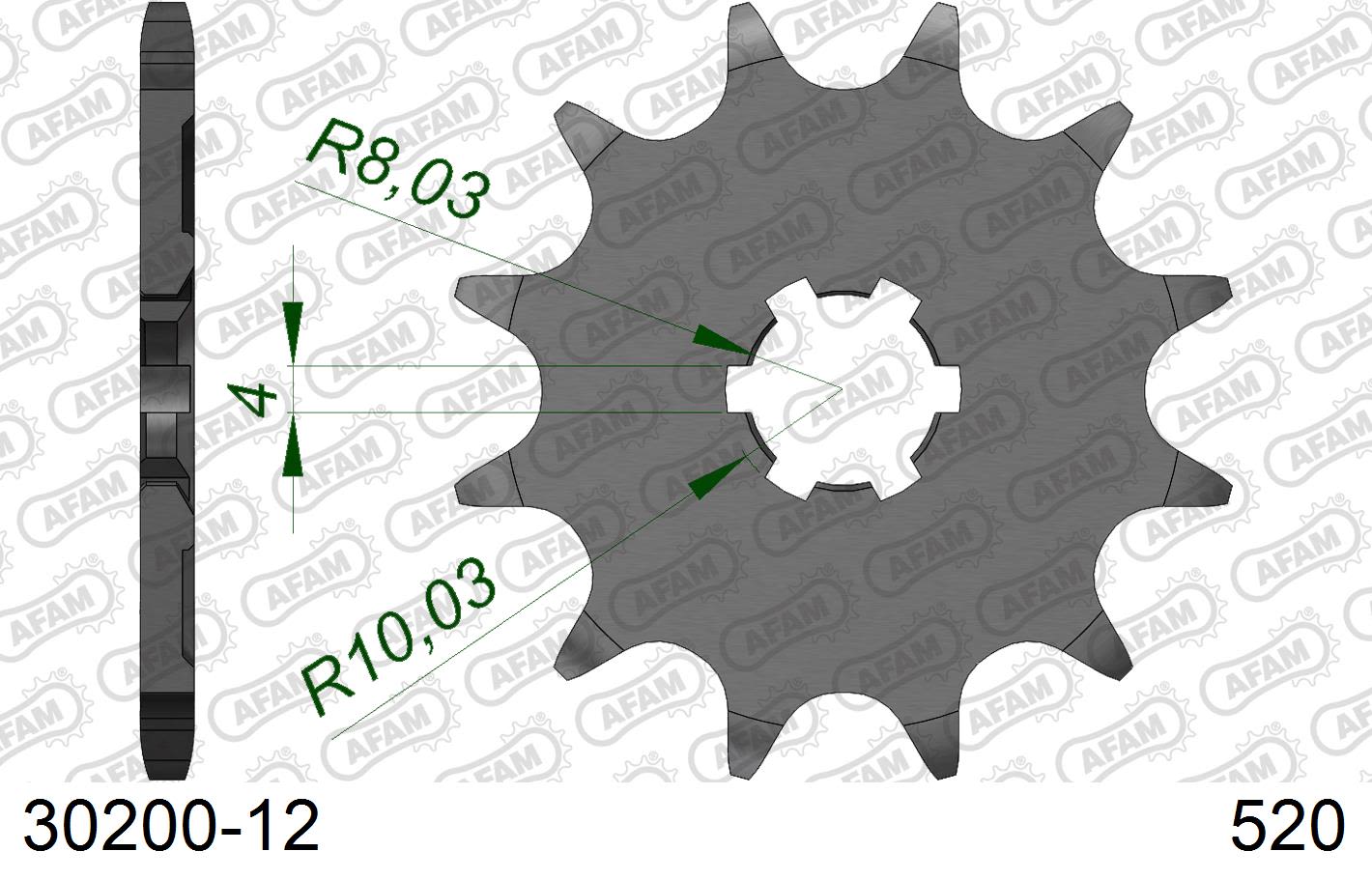 Pignone AFAM 30200-12 passo 520 KAWASAKI KX 125 1983  -1993  