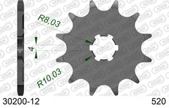 Pignone AFAM 30200-12 passo 520 KAWASAKI KX 125 1983  -1993  