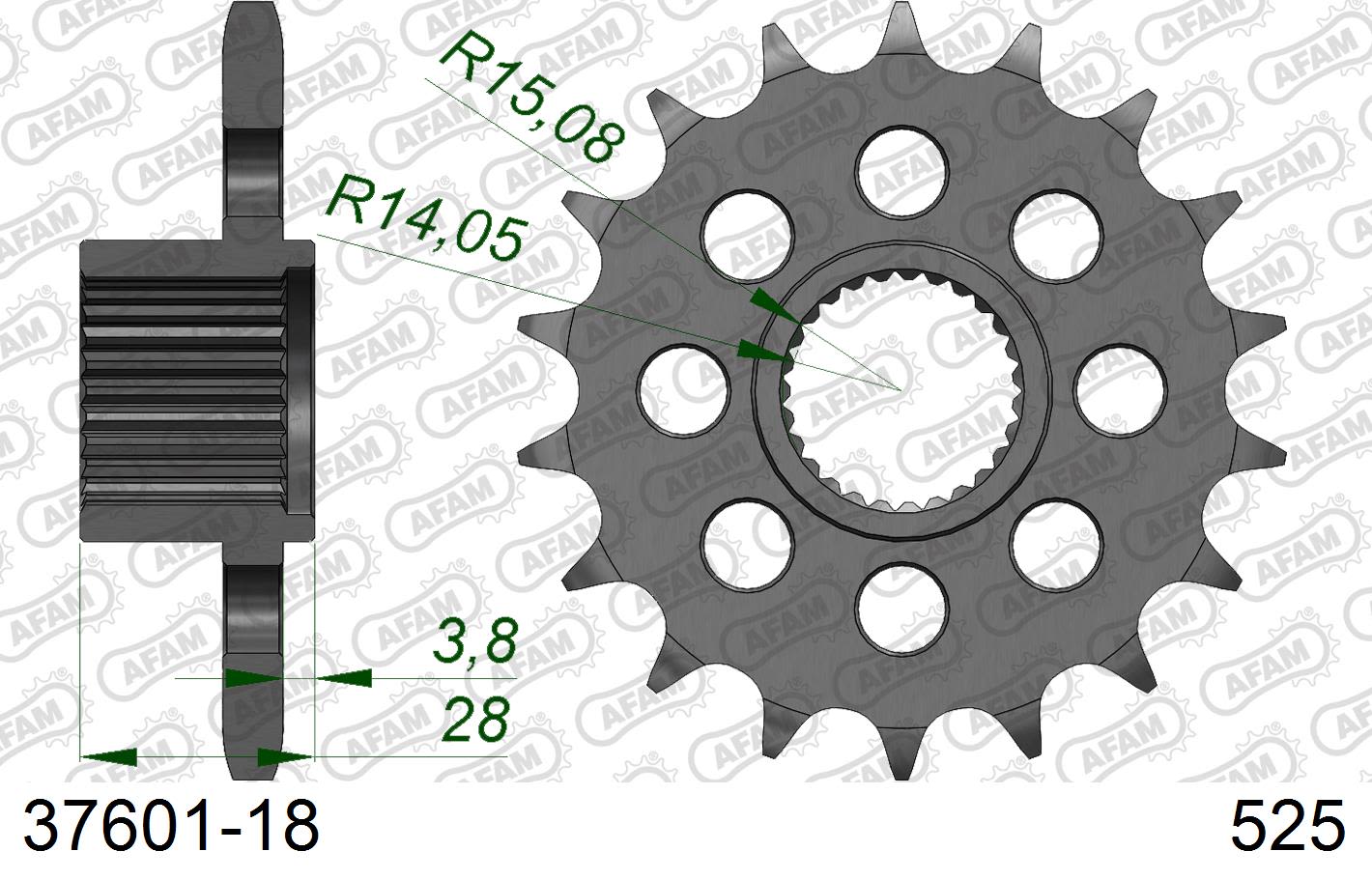 Pignone AFAM 37601-18 passo 525 APRILIA NA 850 MANA 2007  -2013  