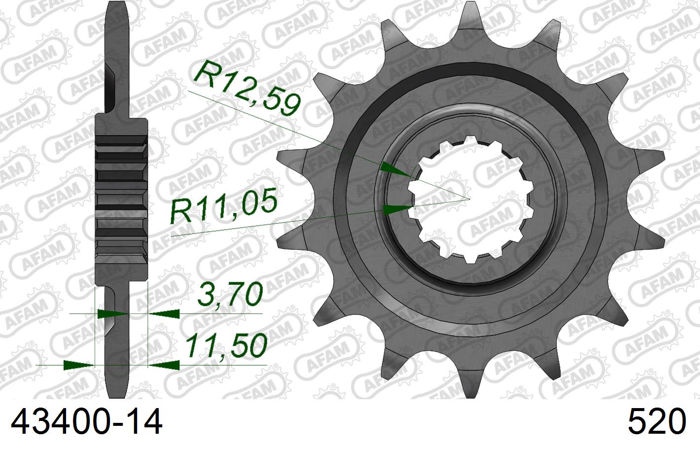 Pignone AFAM 43400-14 passo 520 SHERCO SE 4,5 I-F ENDURO 4.5I 2009  -2011  