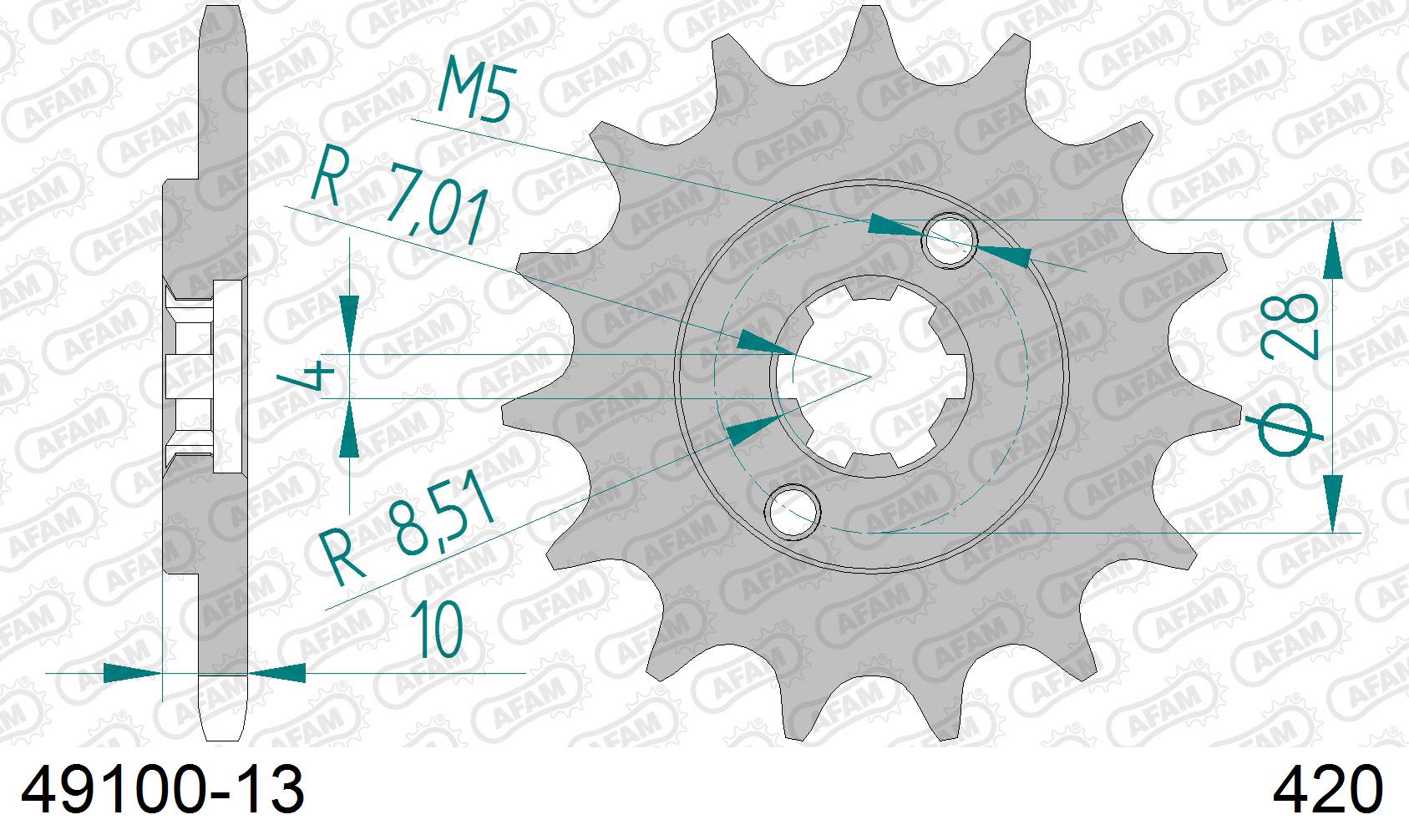 Pignone AFAM 49100-13 passo 420 DERBI 50 FENIX 1996  -1998  