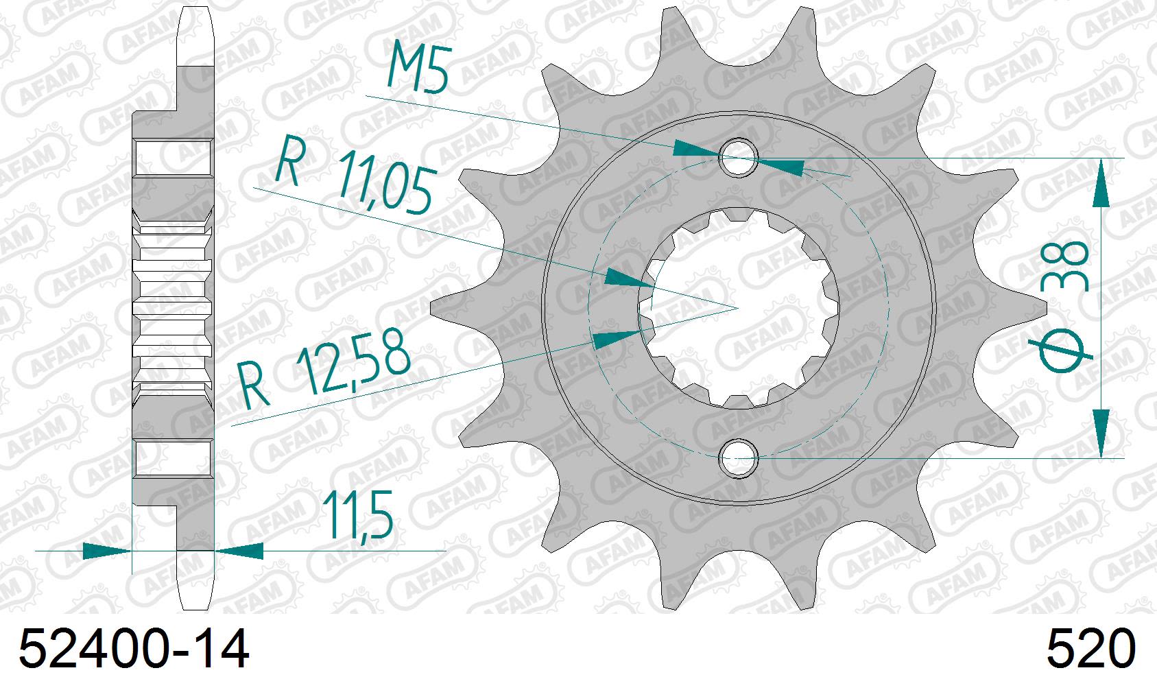 Pignone AFAM 52400-14 passo 520 DUCATI 350 SPORT 1992