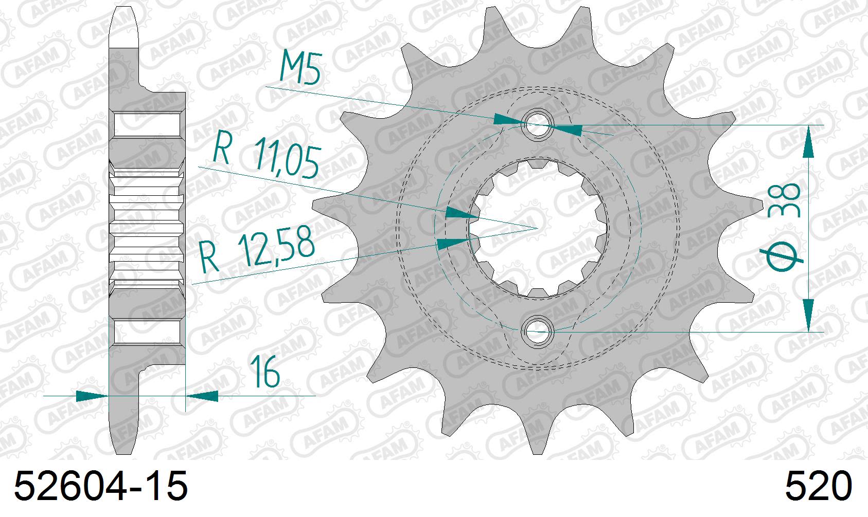 Pignone AFAM 52604-15 passo 520 DUCATI 400 SCRAMBLER SIXTY 2 2017  -2021  