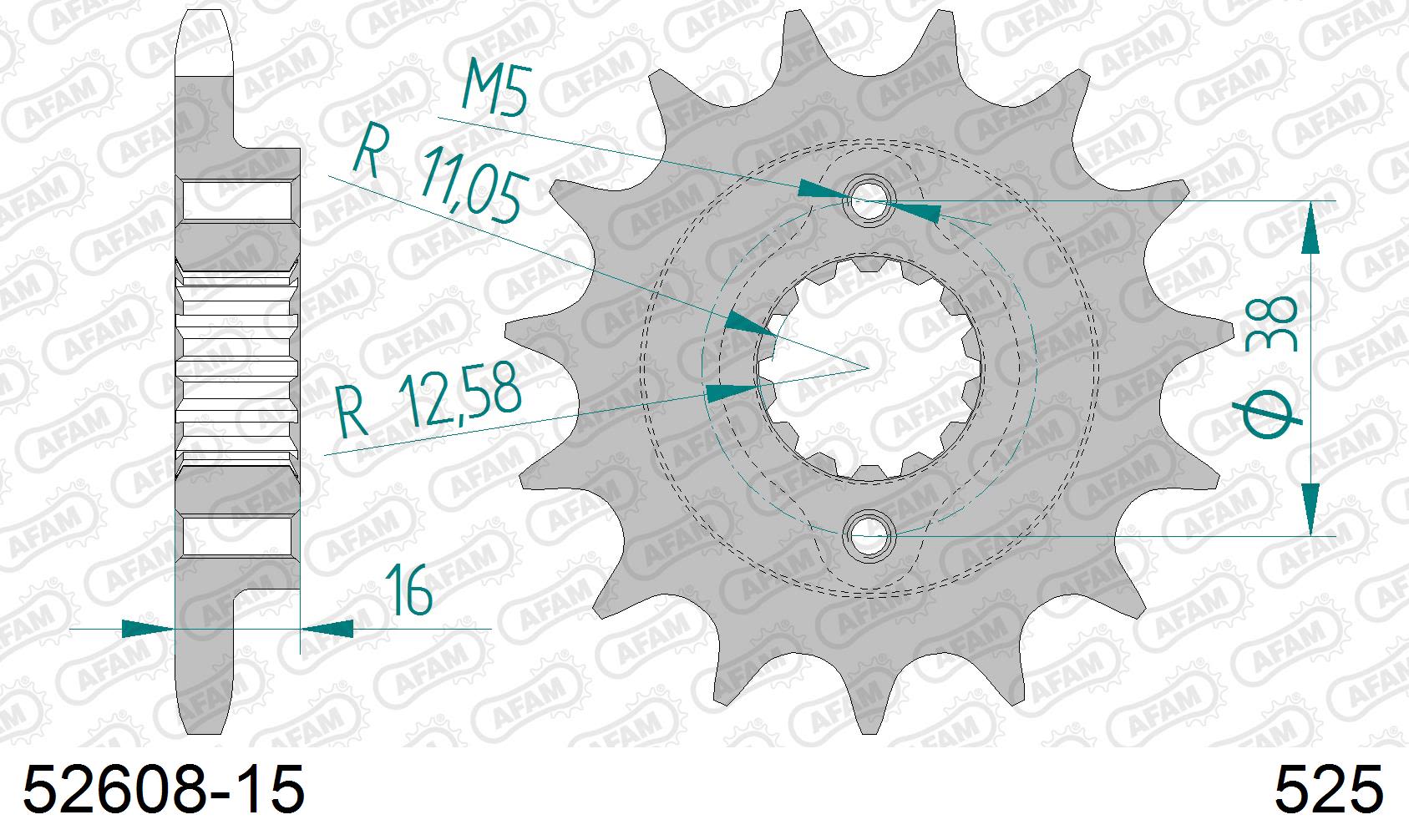 Pignone AFAM 52608-15 passo 525 DUCATI 916 BIPOSTO 1994  -1998  