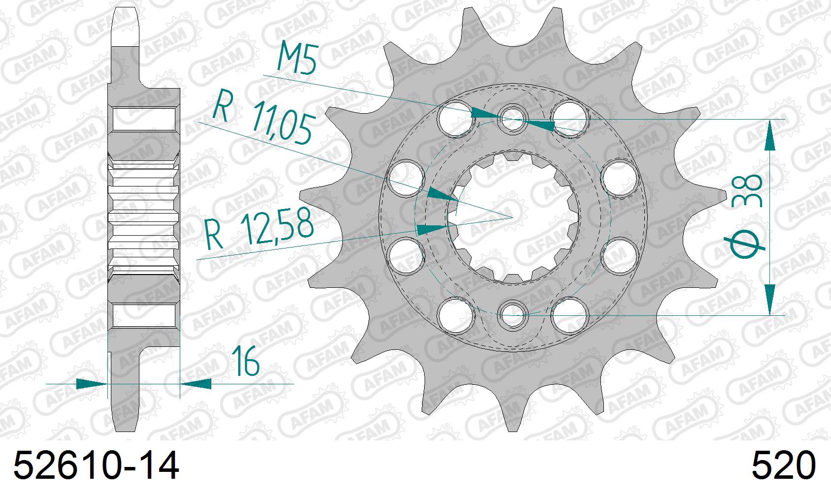 Pignone AFAM 52610-14 passo 520 DUCATI 748 BIPOSTO 1995  -2002  