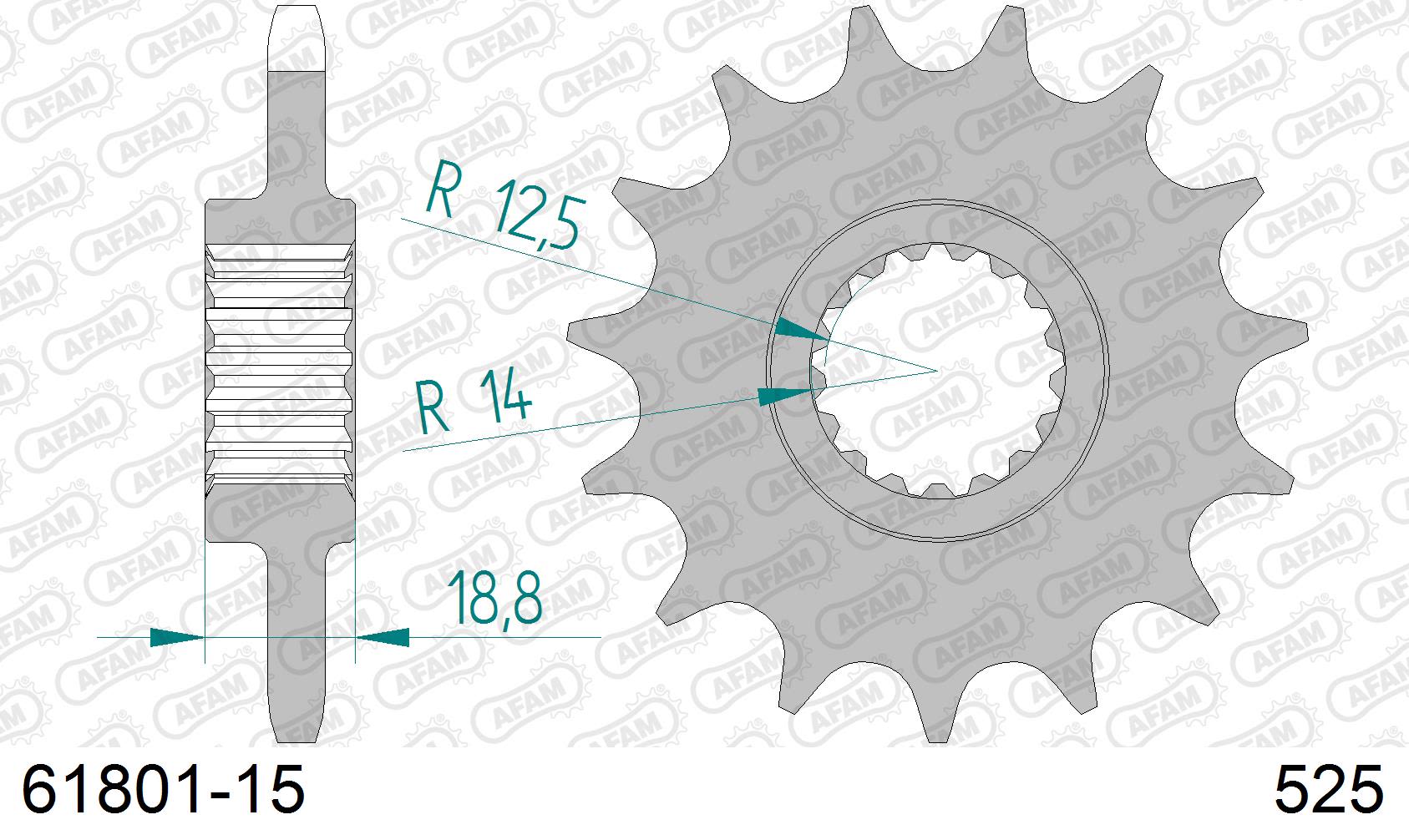 Pignone AFAM 61801-15 passo 525 APRILIA V4 1100 RR TUONO 2015  -2022  