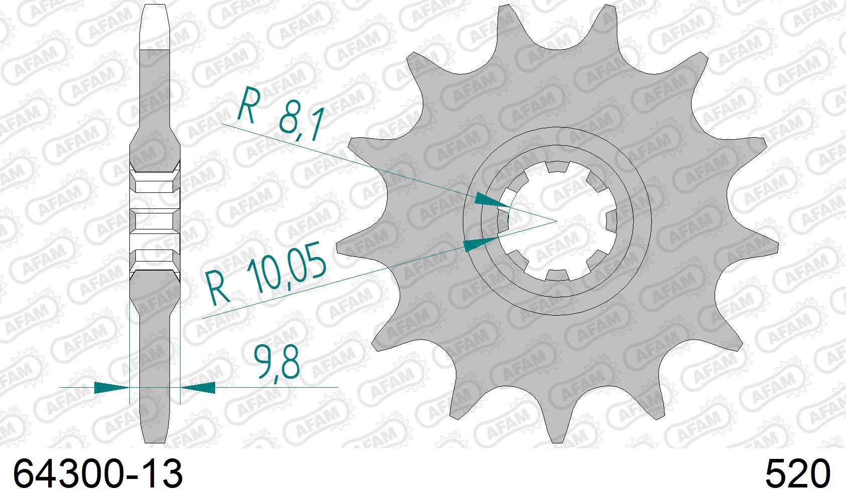 Pignone AFAM 64300-13 passo 520 HUSQVARNA CR 125 1977  -1982  