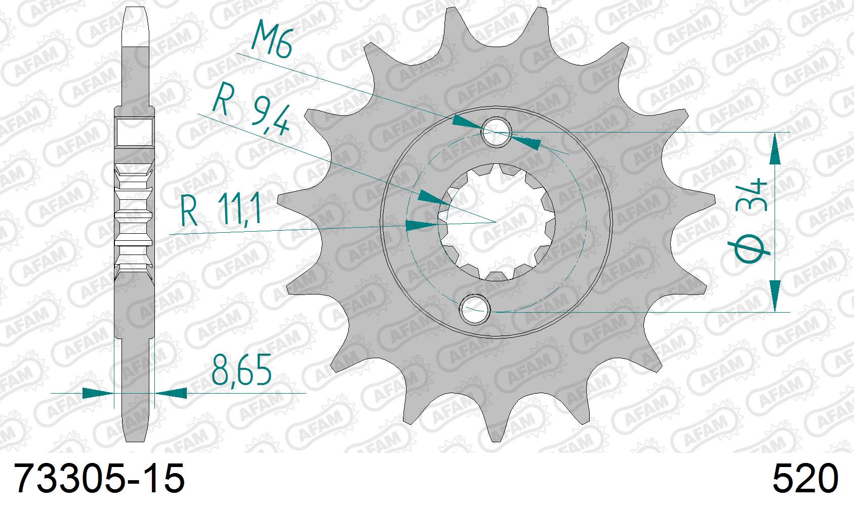 Pignone AFAM 73305-15 passo 520 HUSQVARNA 401 SVARTPILEN 2017  -2023  