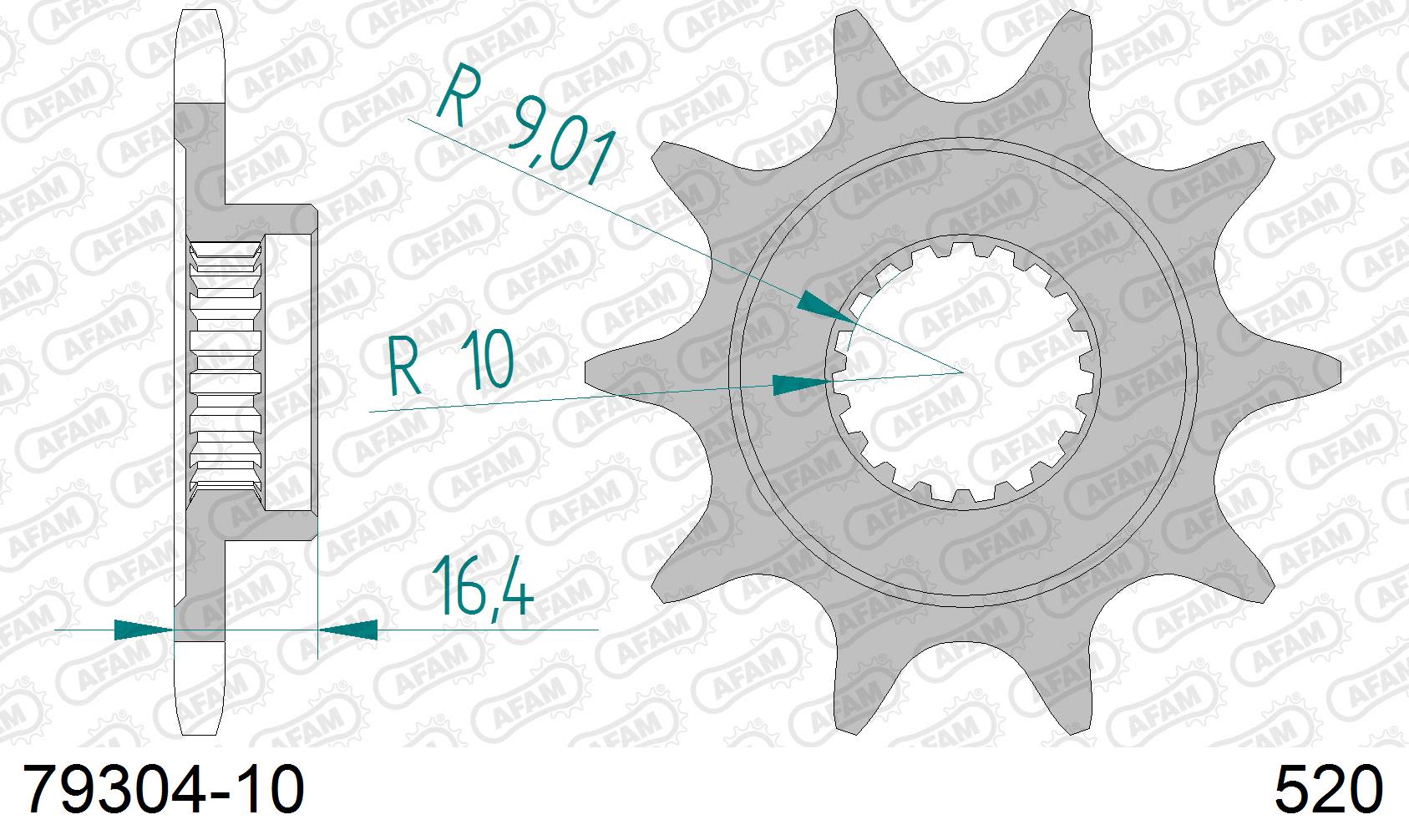 Pignone AFAM 79304-10 passo 520 MONTESA/HONDA 250 4RT COTA 2005  -2010  