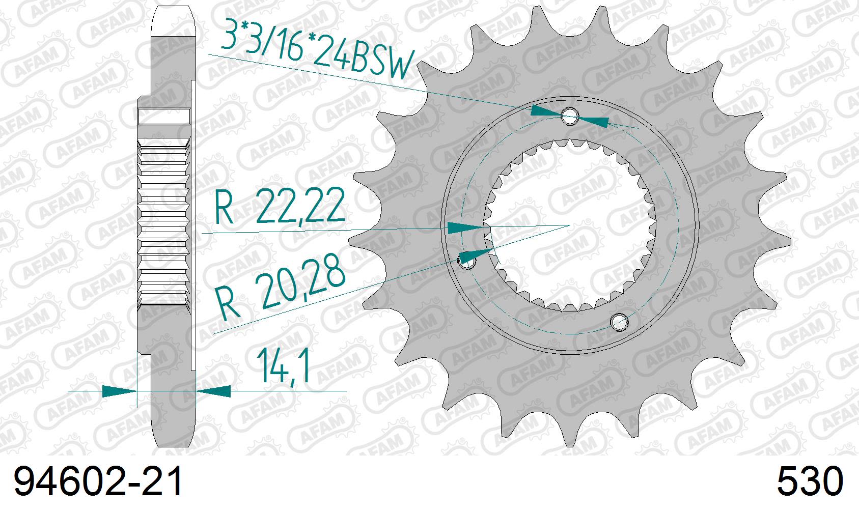 Pignone AFAM 94602-21 passo 530 HARLEY DAVIDSON XLH 883 5 SPEED SPORTSTER 1991  -1992  