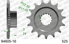 Pignone AFAM 94605-16 passo 525 MV AGUSTA F3 675 2011  -2018  