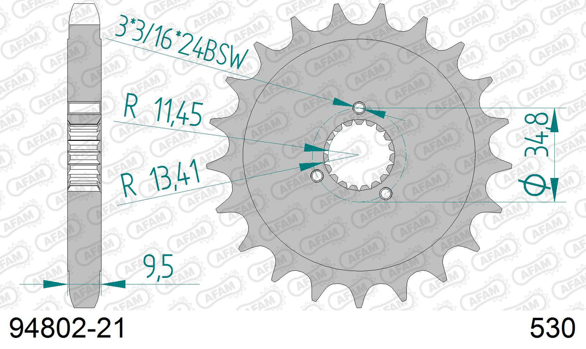 Pignone AFAM 94802-21 passo 530 HARLEY DAVIDSON XLH 883 4 SPEED SPORTSTER 1986  -1990  