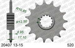 Pignone AFAM 20407NR-15 Passo 520 Con Gomma Antirumore HONDA CB 500 F 2013  -2016  