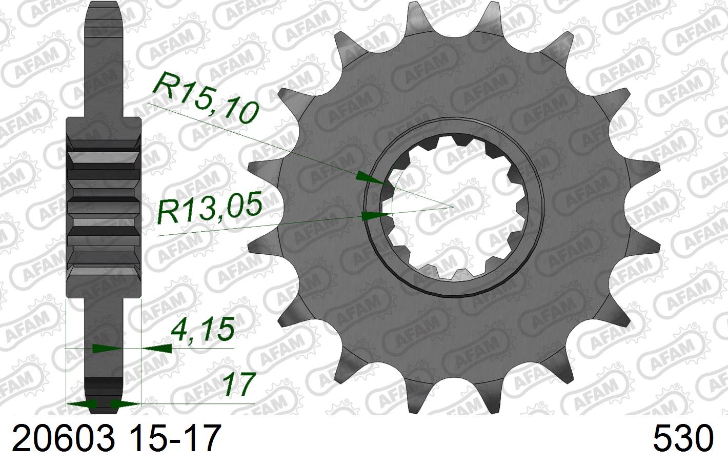 Pignone AFAM 20603NR-16 Passo 530 Con Gomma Antirumore HONDA CB 1000 R 2009  -2015  