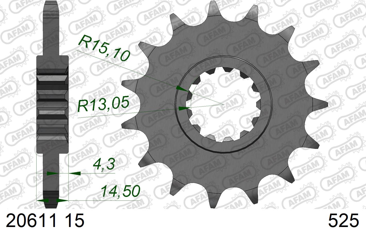 Pignone AFAM 20611NR-15 Passo 525 Con Gomma Antirumore HONDA CB 1000 R 2018  -2023  