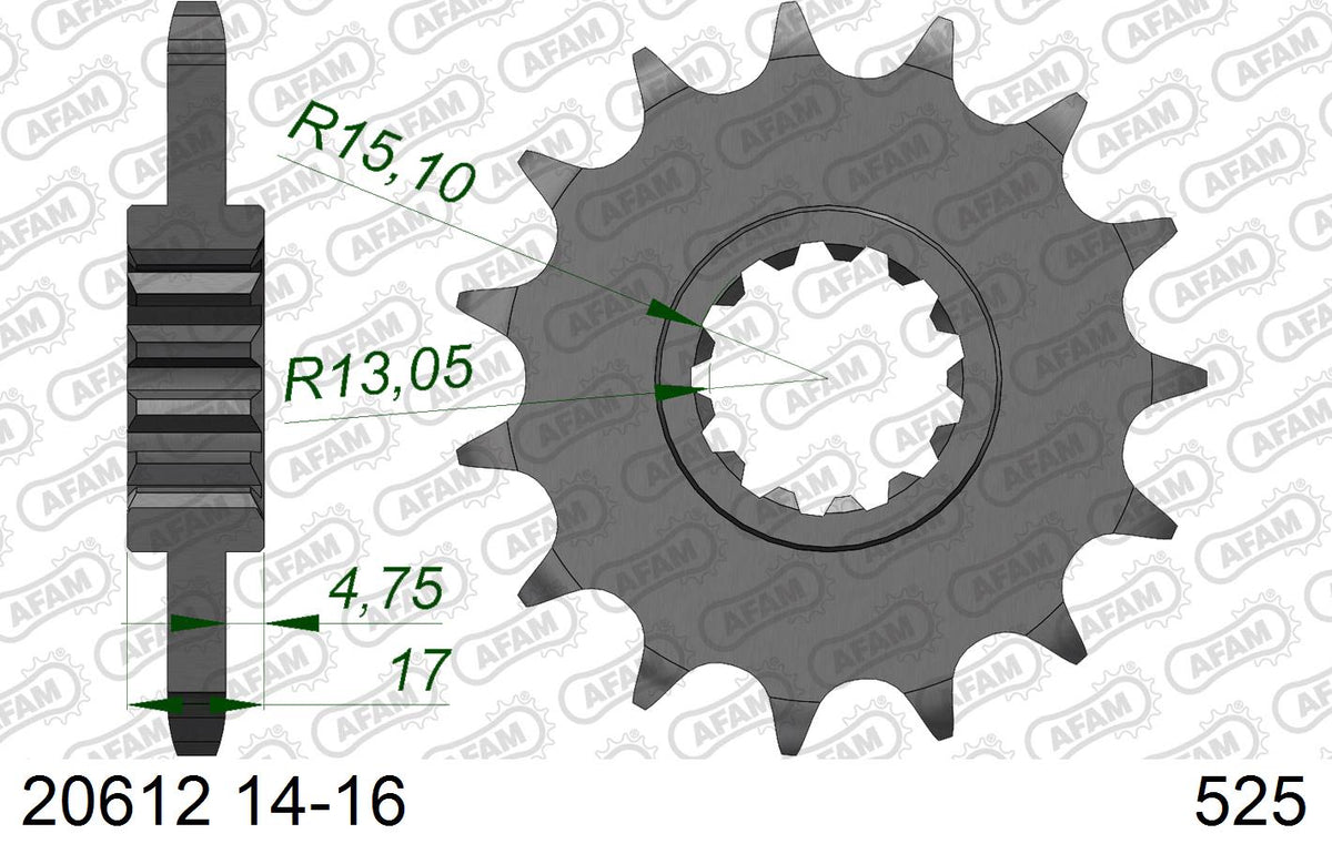 Pignone AFAM 20612NR-15 Passo 525 Con Gomma Antirumore HONDA CB 650 F 2014  -2016  