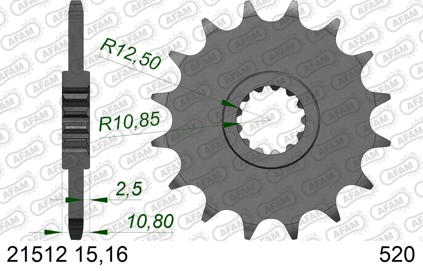 Pignone AFAM 21512NR-16 Passo 520 Con Gomma Antirumore YAMAHA XJ 6 F DIVERSION 2010  -2016  