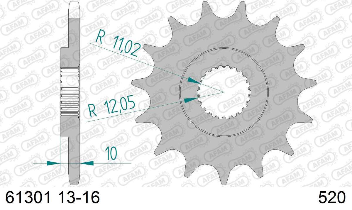 Pignone AFAM 61301NR-16 Passo 520 Con Gomma Antirumore APRILIA 650 IE PEGASO 2001  -2004  