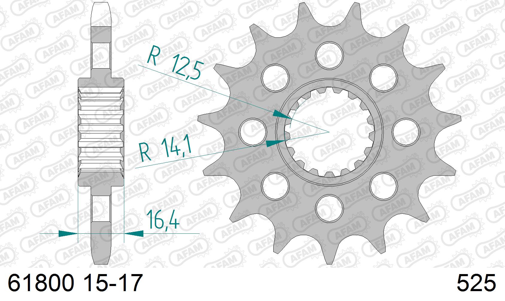 Pignone AFAM 61800NR-16 Passo 525 Con Gomma Antirumore KTM 990 ADVENTURE ABS 2006  -2012  