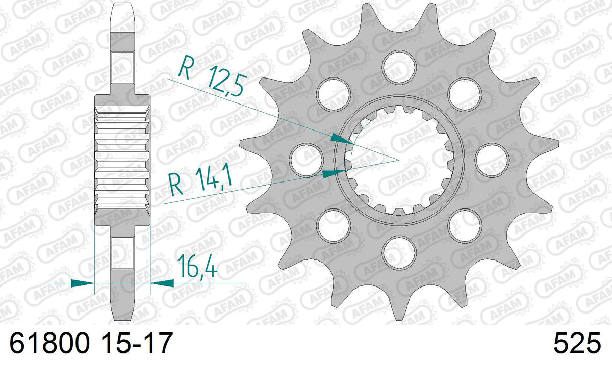 Pignone AFAM 61800NR-16 Passo 525 Con Gomma Antirumore KTM 990 ADVENTURE ABS 2006  -2012  