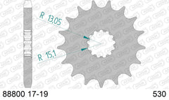 Pignone AFAM 88800NR-17 Passo 530 Con Gomma Antirumore TRIUMPH 1000 DAYTONA 1991  -1992  