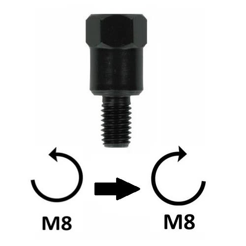 Adattatore Specchio - M8x1,25 SX (superiore) > M8x1,25 DX (inferiore)