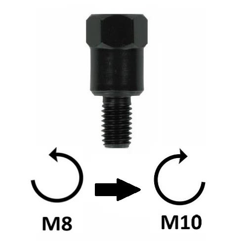 Adattatore Specchio - M8x1,25 SX (superiore) > M10x1,25 DX (inferiore)