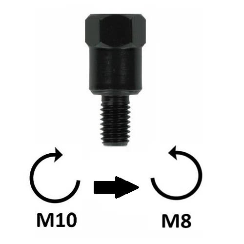 Adattatore Specchio - M10x1,25 DX (superiore) > M8x1,25 SX (inferiore)