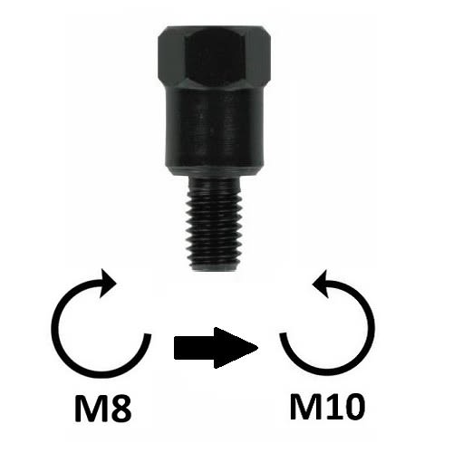 Adattatore Specchio - M8x1,25 DX (superiore) > M10x1,25 SX (inferiore)