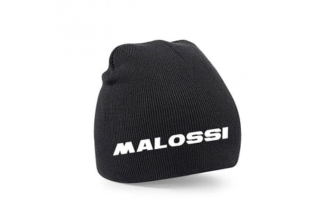 MALOSSI Black Beanie Hat with writing