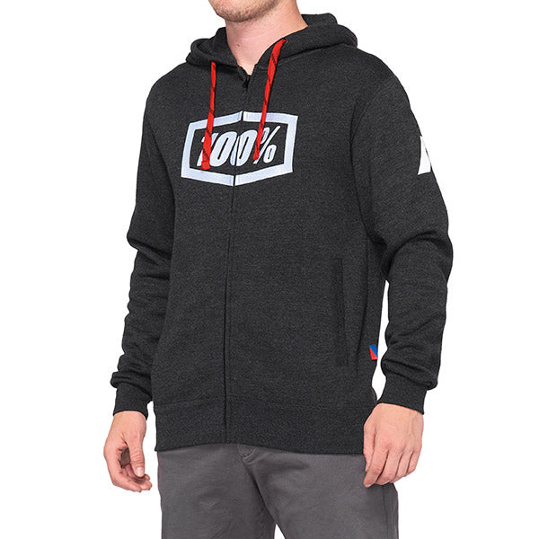 FELPA CON ZIP E CAPPUCCIO 100% SYNDICATE BLACK MELANGE (TAGLIA M)