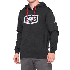 FELPA CON ZIP E CAPPUCCIO 100% SYNDICATE BLACK MELANGE (TAGLIA M)