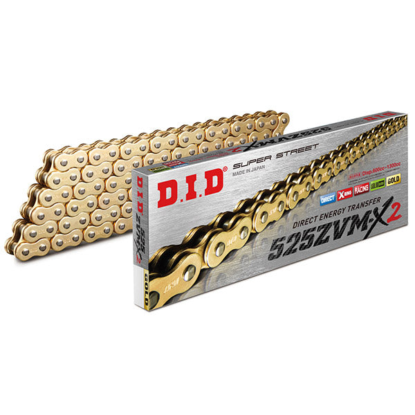 CATENA DID 525ZVM-X2 (Gold & Gold) - Lunghezza: 128 maglie con giunto a rivetto (ZJ)