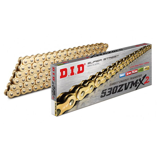CATENA DID 530ZVM-X2 (Gold & Gold) - Lunghezza: 92 maglie con giunto a rivetto (ZJ)