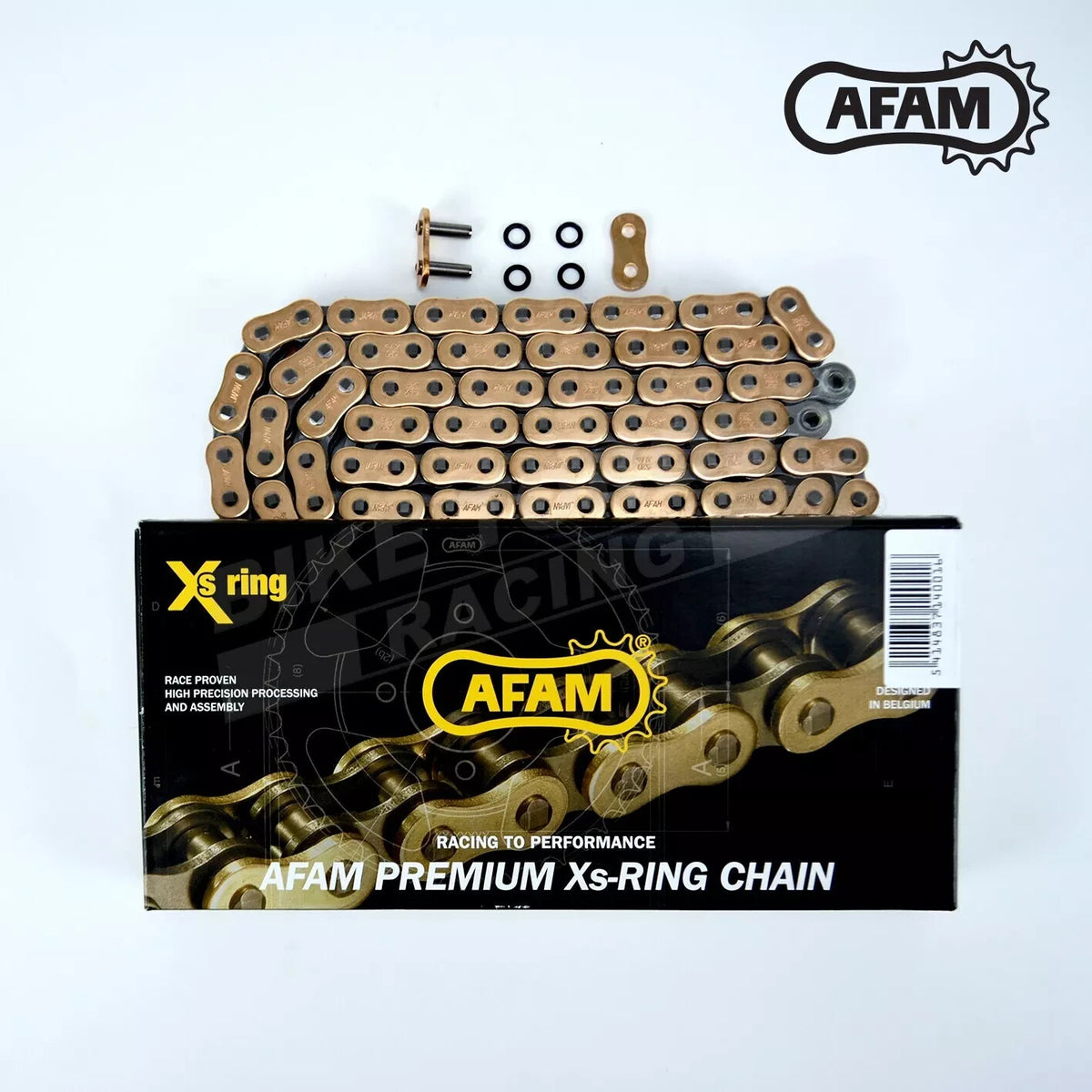 Catena AFAM 525 XHR3 - 120 MAGLIE ORO/NERO Guarnizioni Xs-Ring - Giunto catena a rivetto