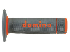 DOMINO Manopole Moto OFF-ROAD A020 120/123mm Grigio-Arancione, terminale chiuso