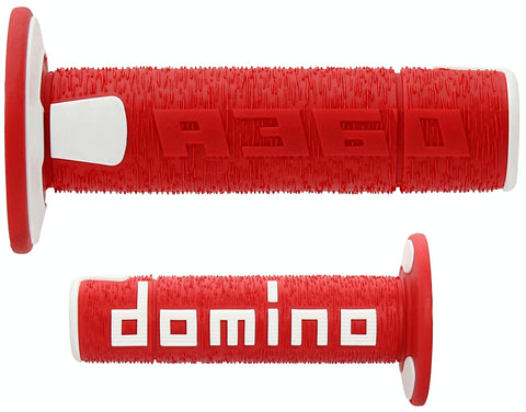 DOMINO Pair of grips Off Road A360 120mm/123mm Red-White, closed end