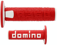 DOMINO Coppia manopole Off Road A360 120mm/123mm Rosso-Bianco, terminale chiuso