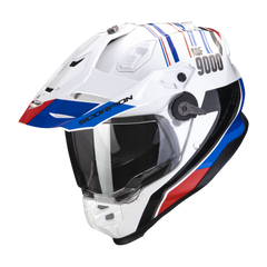 Casco Adventure SCORPION ADF-9000 AIR DESERT Blanco Azul Rojo