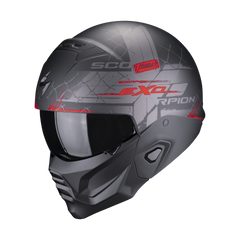 SCORPION EXO-COMBAT II XENON Casco Jet moto e scooter con mentoniera staccabile Nero/Rosso