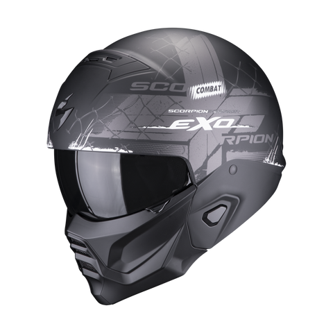 SCORPION EXO-COMBAT II XENON Motorcycle and scooter jet helmet with detachable chin guard Black/White