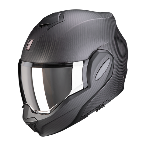 Scorpion EXO-TECH Carbon Solid Matt Black Modular Helmet with 180° flip-up chin guard