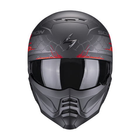 SCORPION EXO-COMBAT II XENON Motorcycle and scooter jet helmet with detachable chin guard Black/Red