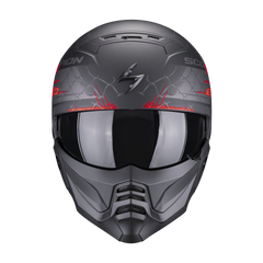 SCORPION EXO-COMBAT II XENON Casco Jet moto e scooter con mentoniera staccabile Nero/Rosso