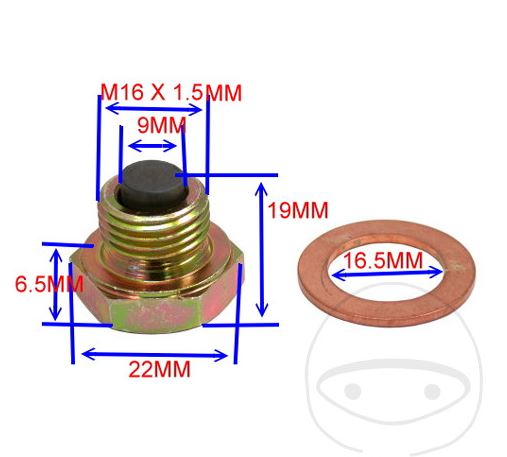 Tappo scarico Olio magnetico M 16x1,5 per Aprilia BMW