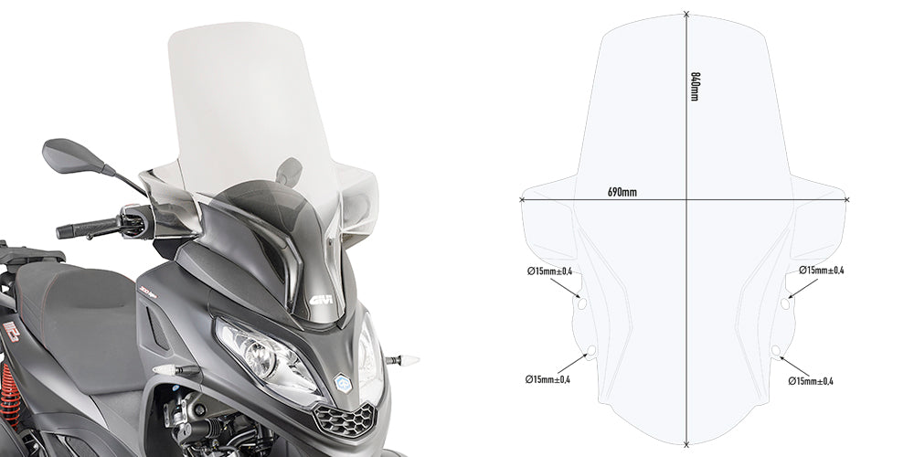 GIVI SPOILER PIAGGIO MP3 300 HPE (2019) TRASP
