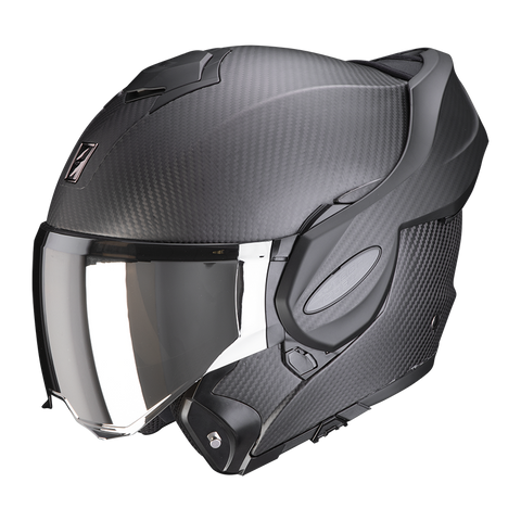 Scorpion EXO-TECH Carbon Solid Matt Black Modular Helmet with 180° flip-up chin guard