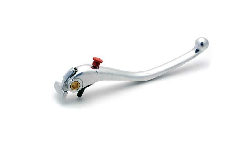 Polished aluminum brake lever with red knob for Aprilia, Ducati,